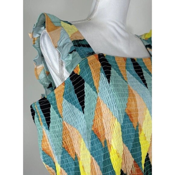 Torrid Peplum Crinkle Gauze Smocked Tank Top Multi Geo Plus Size 3X … - Picture 10 of 12